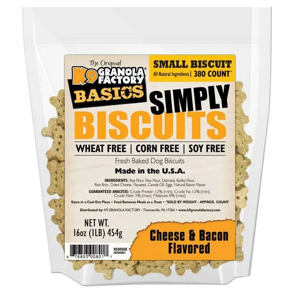 1 Lb K-9 Granola Factory Small Simply Biscuits Cheese & Bacon - Dog/Cat Supplements